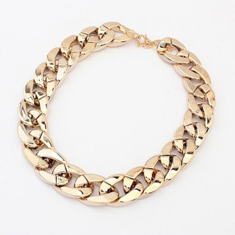 Trendy Chic Style Thick Chain Necklace For Women (Gold)