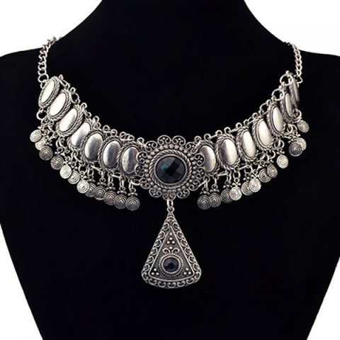 Vintage Exaggerated Faux Gemstone Triangle Necklace